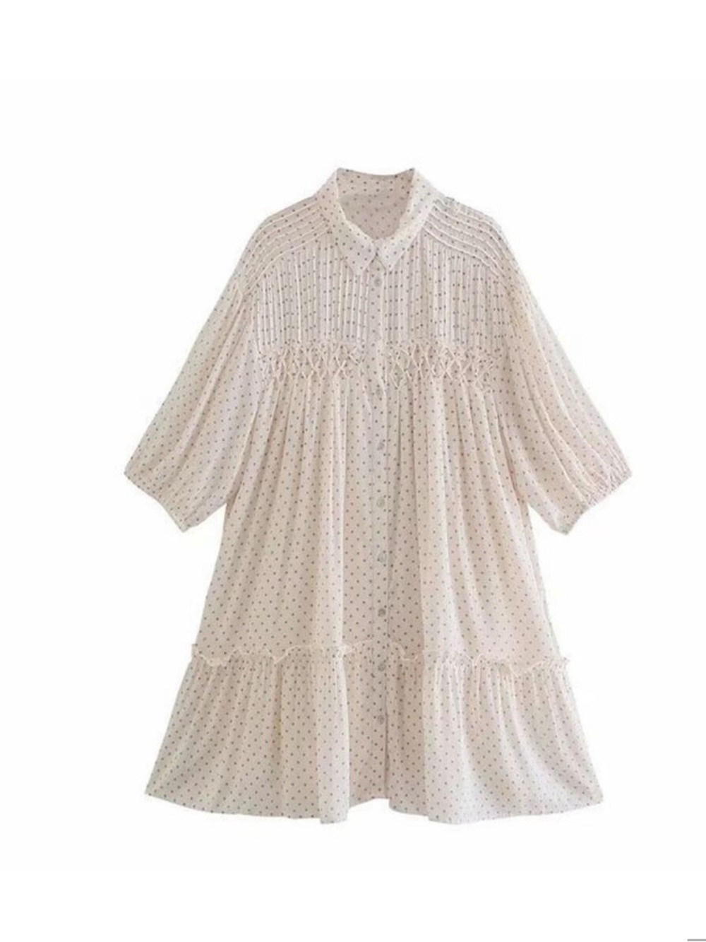 Zara Cream Polka Dot Mini Dress